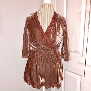 Velvet Mauve Jumpsuit with lace